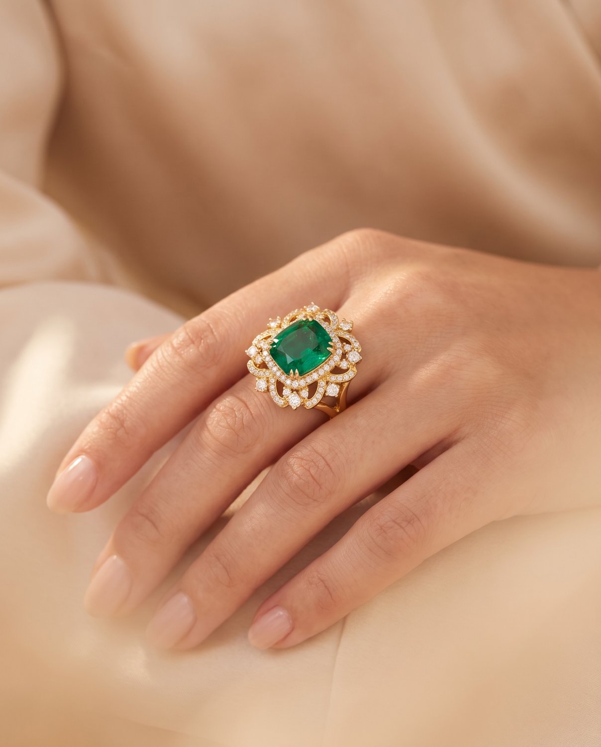 Cocktailring mit Smaragd und Diamanten – Juwelier Schröder Fulda